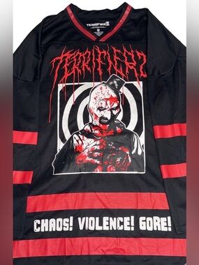 Art the Clown Terrifier 2 Hockey Jersey Medium Spencer’s Black Red EUC